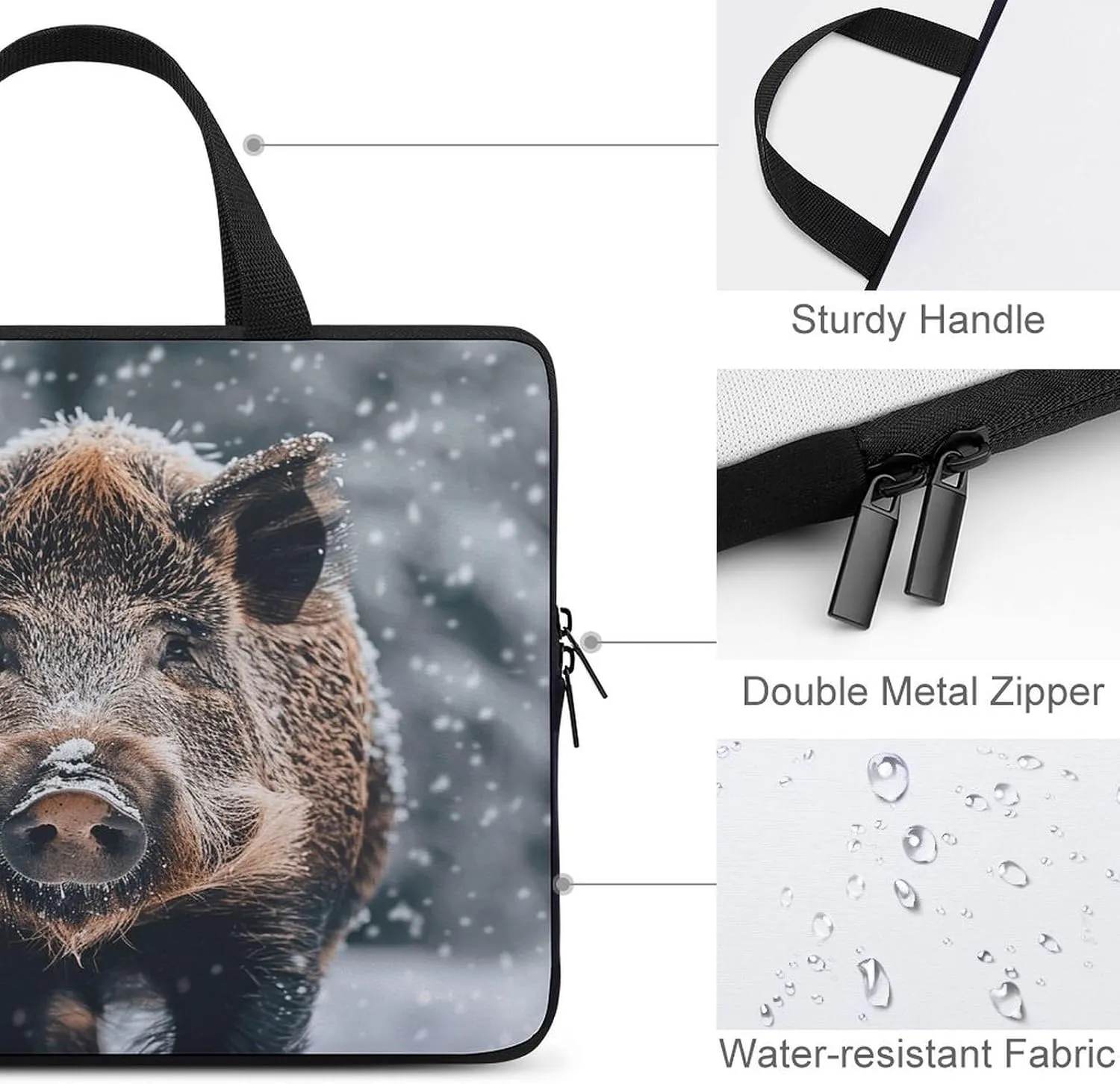 Laptop Bag Ultrathin Wild Boar Printing Laptop Carrying Case Portability Messenger Bags For Work Travel