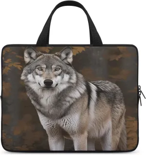 Laptop Bag Ultrathin Wild Wild Gray Wolf Printing Laptop Carrying Case Portability Messenger Bags For Work Travel