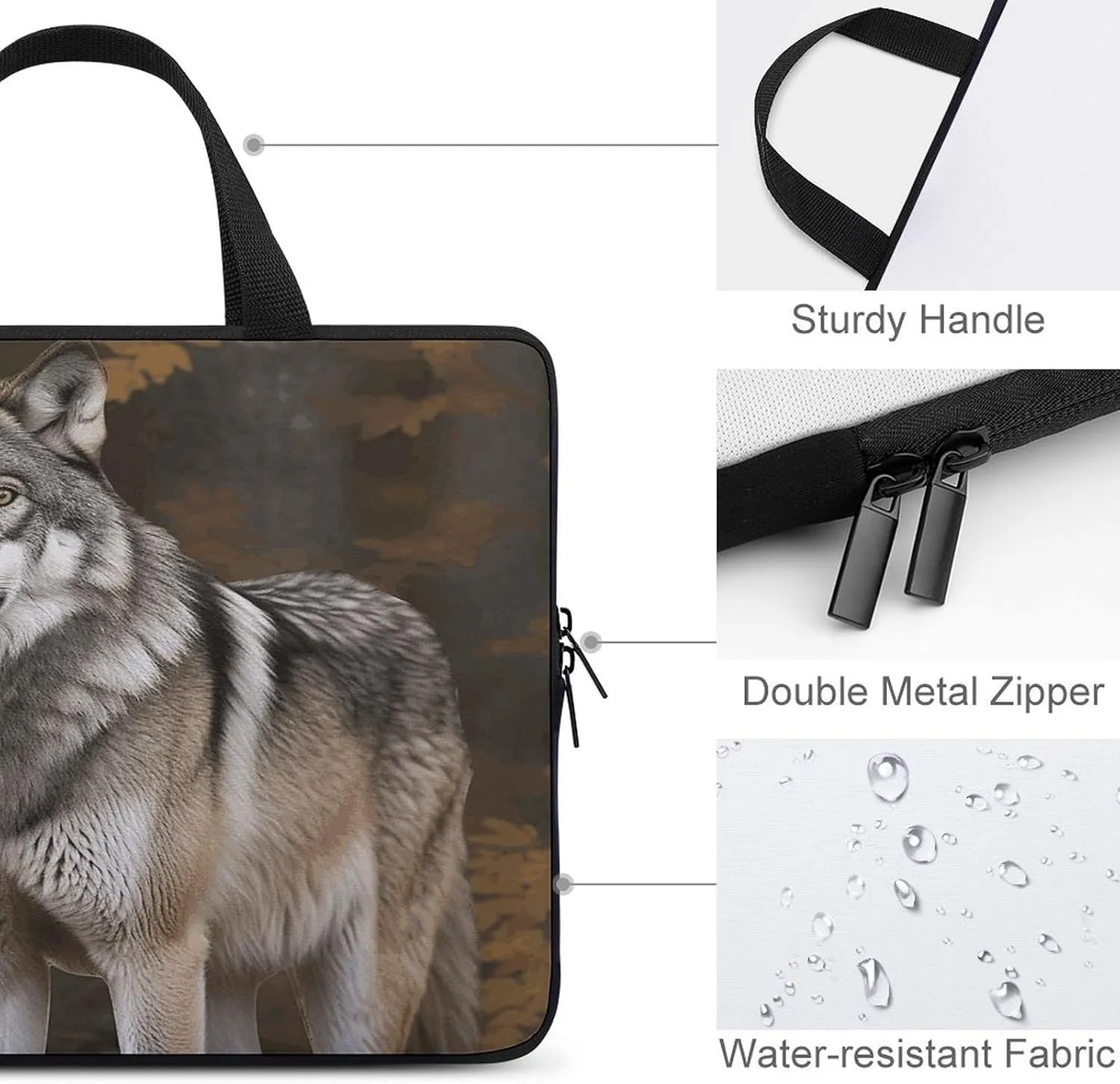 Laptop Bag Ultrathin Wild Wild Gray Wolf Printing Laptop Carrying Case Portability Messenger Bags For Work Travel