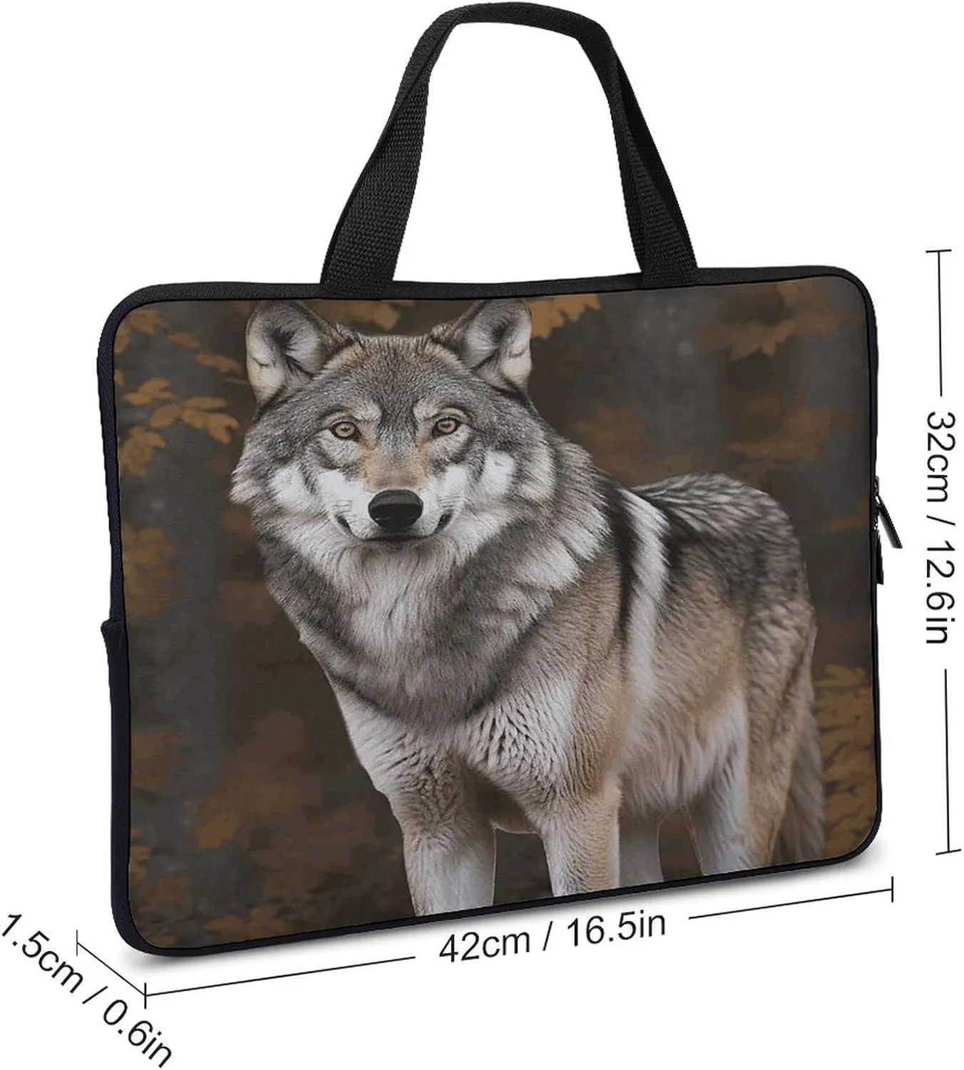 Laptop Bag Ultrathin Wild Wild Gray Wolf Printing Laptop Carrying Case Portability Messenger Bags For Work Travel