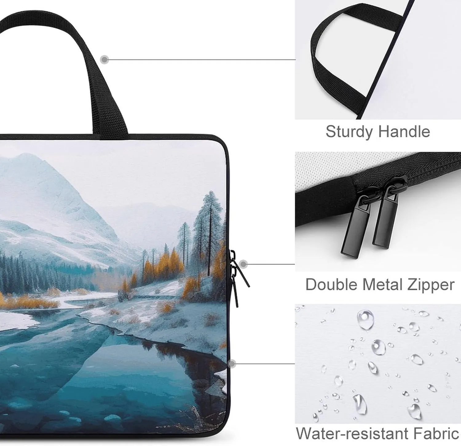 Laptop Bag Ultrathin Winter Mountains Snow Scene Printing Laptop Carrying Case Portability Messenger Bags For Work Travel