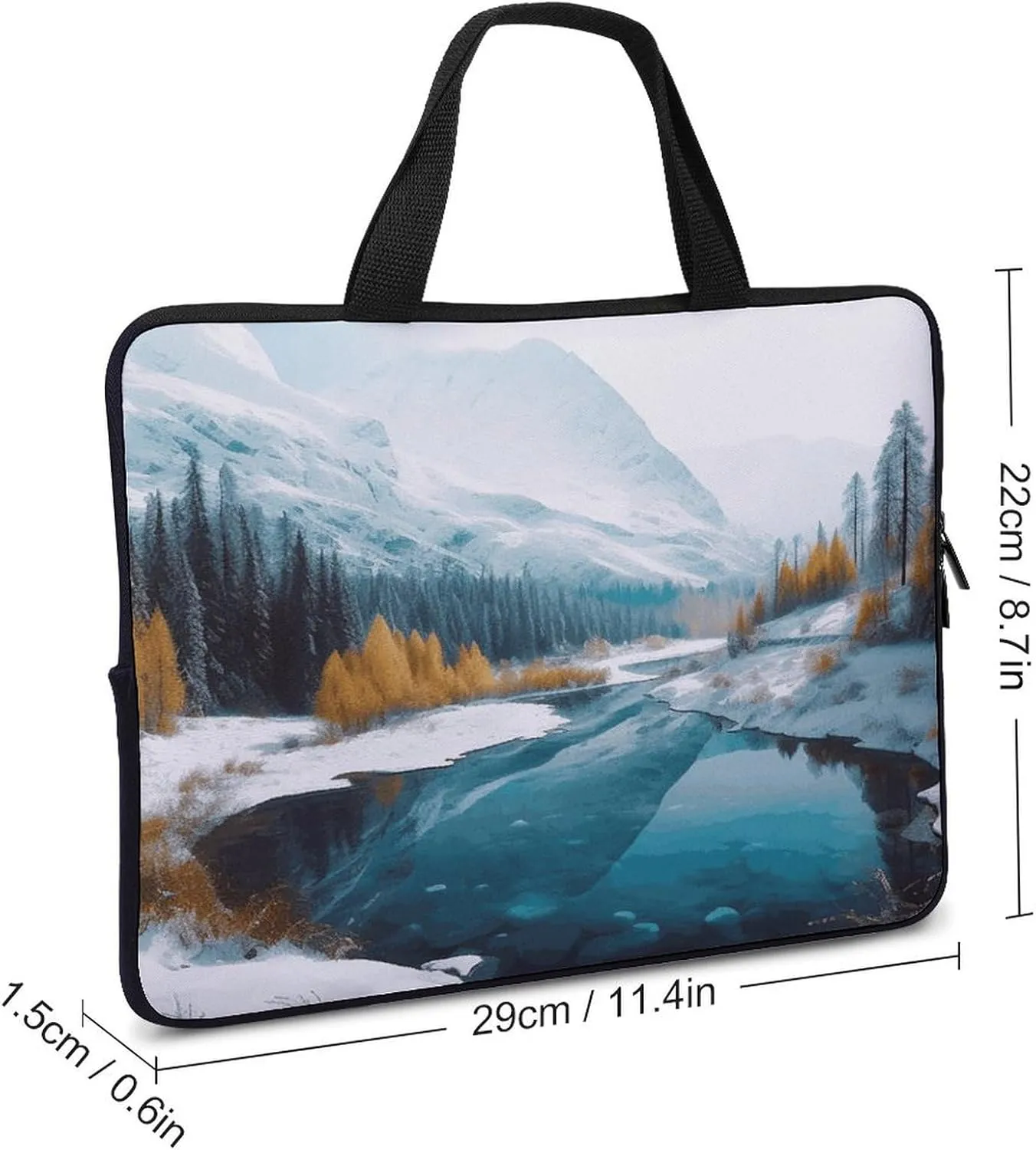 Laptop Bag Ultrathin Winter Mountains Snow Scene Printing Laptop Carrying Case Portability Messenger Bags For Work Travel