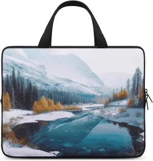 Laptop Bag Ultrathin Winter Mountains Snow Scene Printing Laptop Carrying Case Portability Messenger Bags For Work Travel