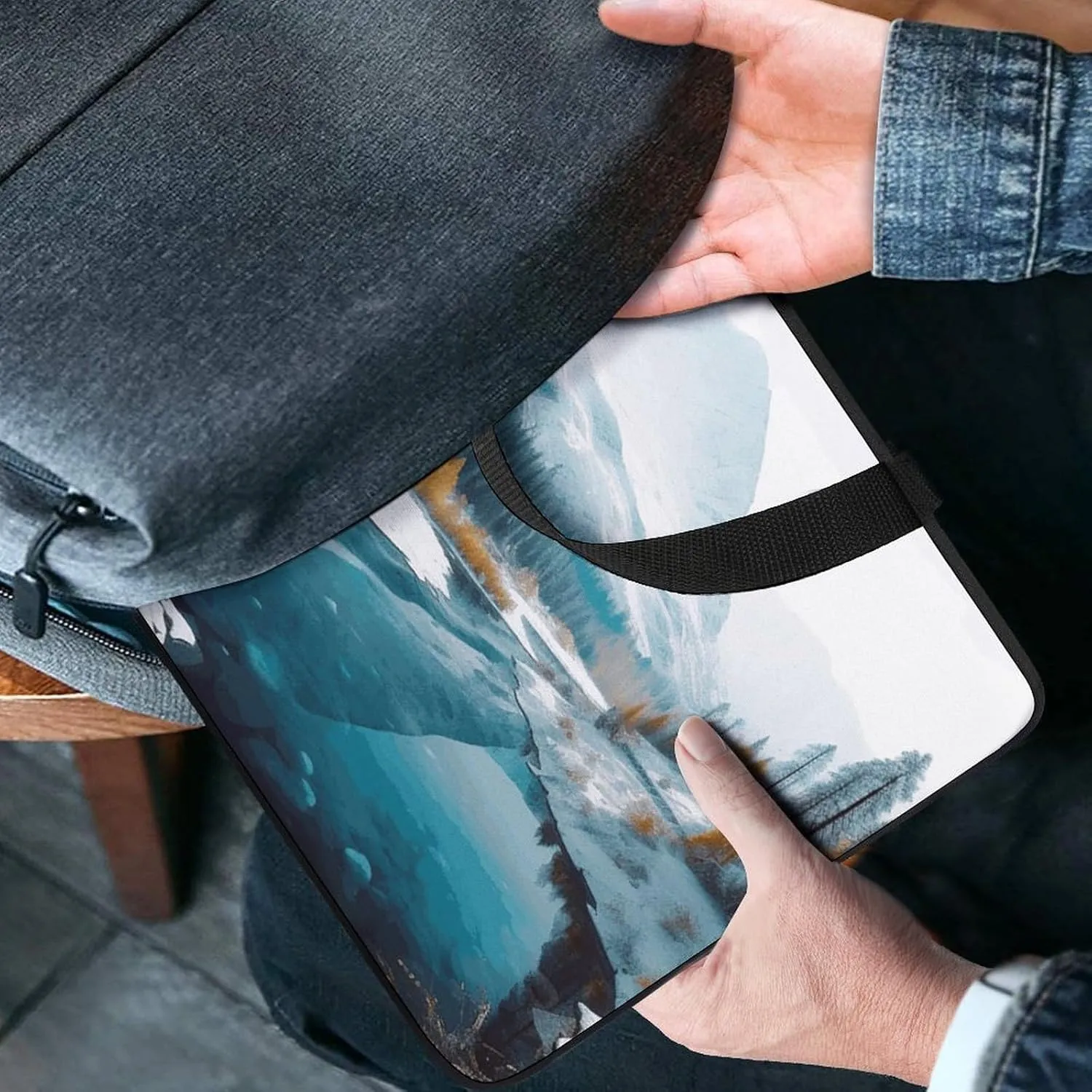 Laptop Bag Ultrathin Winter Mountains Snow Scene Printing Laptop Carrying Case Portability Messenger Bags For Work Travel