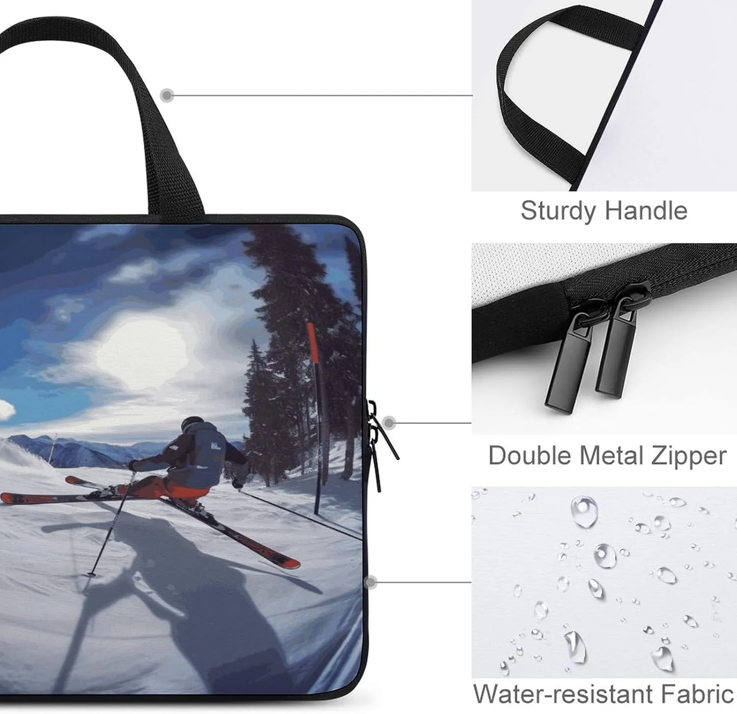 Laptop Bag Ultrathin Winter Skiing Printing Laptop Carrying Case Portability Messenger Bags For Work Travel