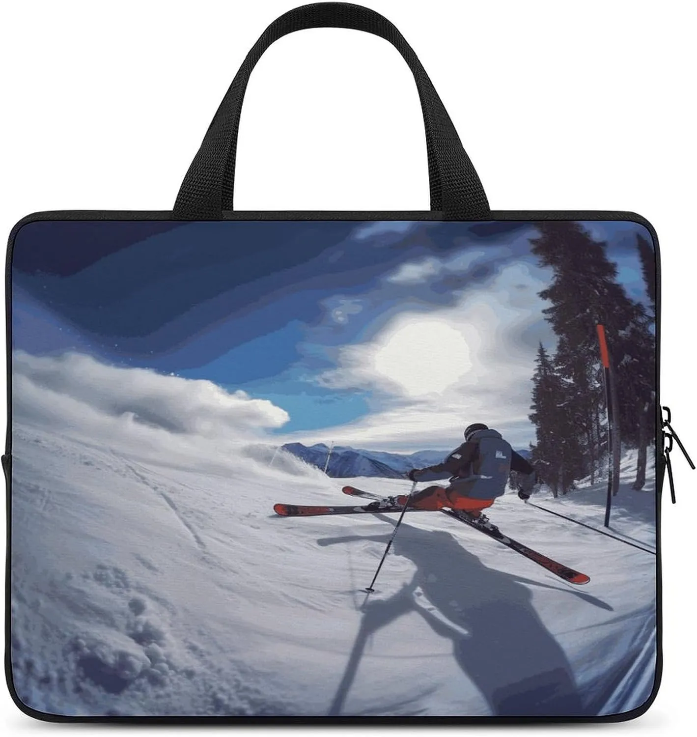 Laptop Bag Ultrathin Winter Skiing Printing Laptop Carrying Case Portability Messenger Bags For Work Travel