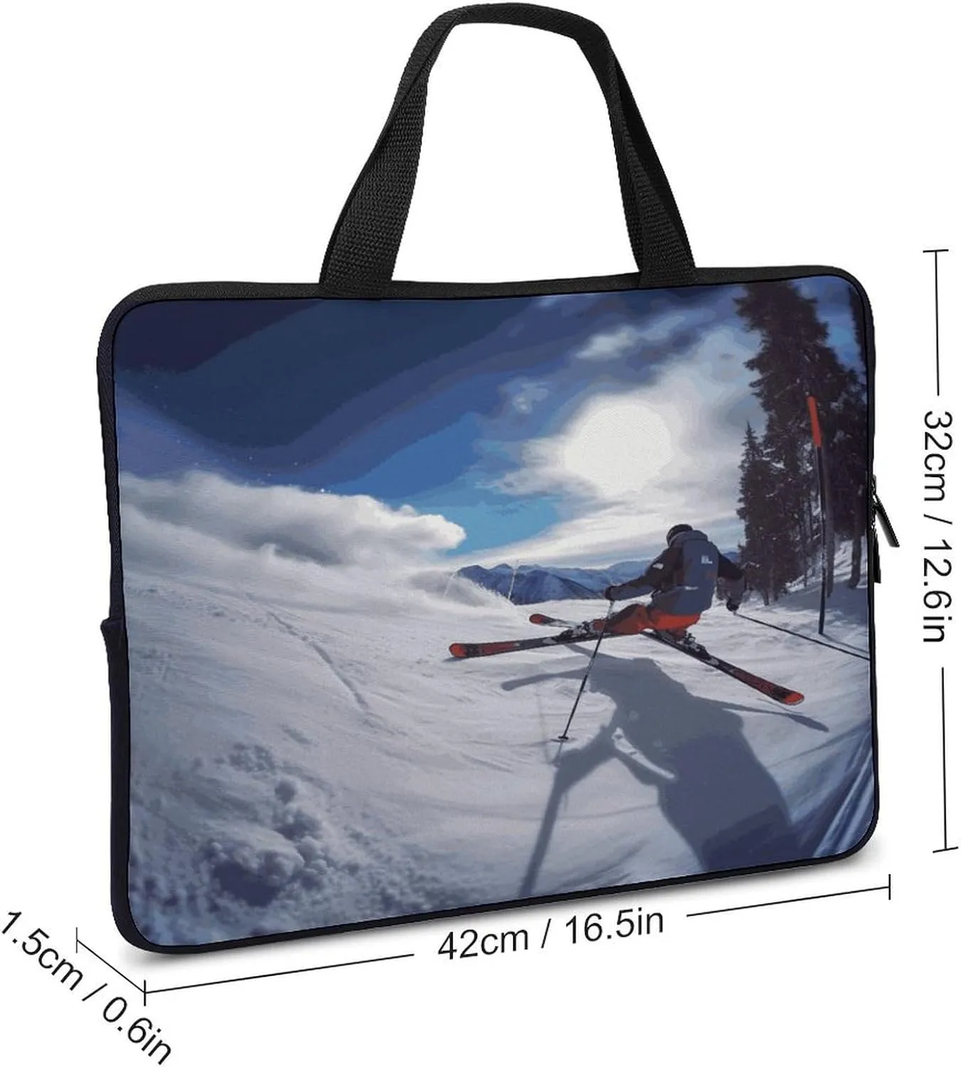 Laptop Bag Ultrathin Winter Skiing Printing Laptop Carrying Case Portability Messenger Bags For Work Travel