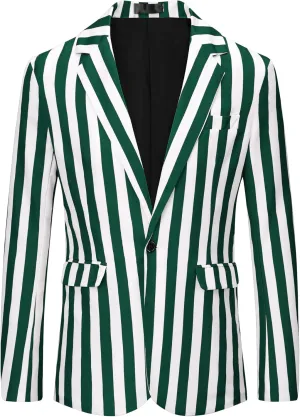 Lars Amadeus Stripes Blazers for Men's Slim Fit Single Breasted Business Color Block Sports Coat