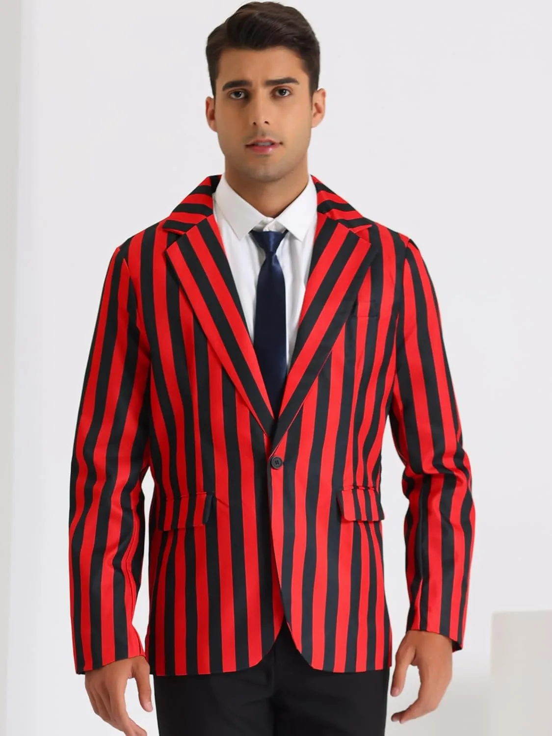 Lars Amadeus Stripes Blazers for Men's Slim Fit Single Breasted Business Color Block Sports Coat