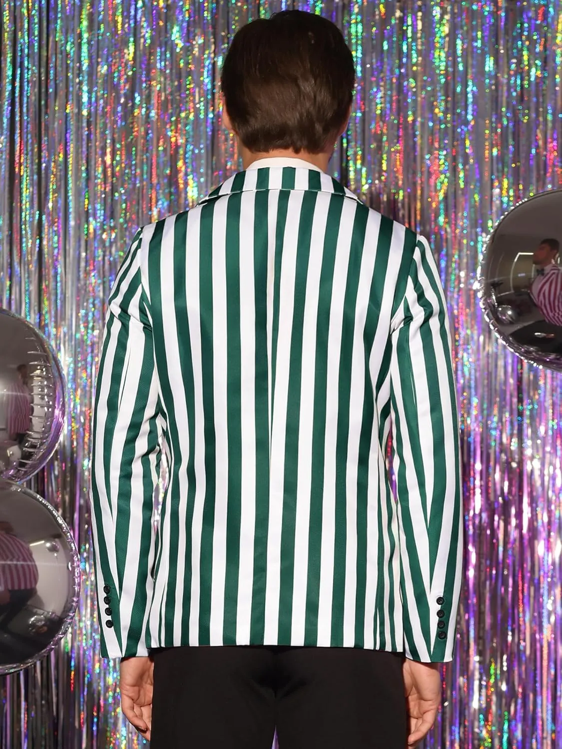 Lars Amadeus Stripes Blazers for Men's Slim Fit Single Breasted Business Color Block Sports Coat