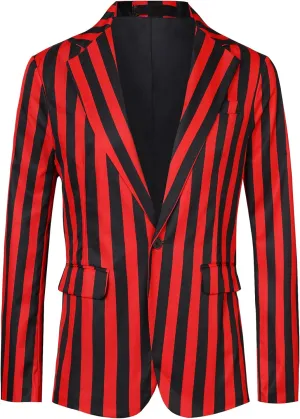 Lars Amadeus Stripes Blazers for Men's Slim Fit Single Breasted Business Color Block Sports Coat