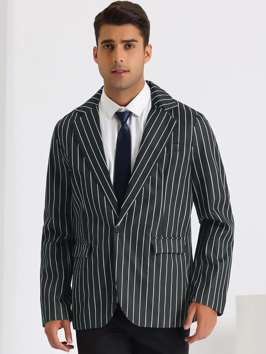 Lars Amadeus Stripes Blazers for Men's Slim Fit Single Breasted Business Color Block Sports Coat