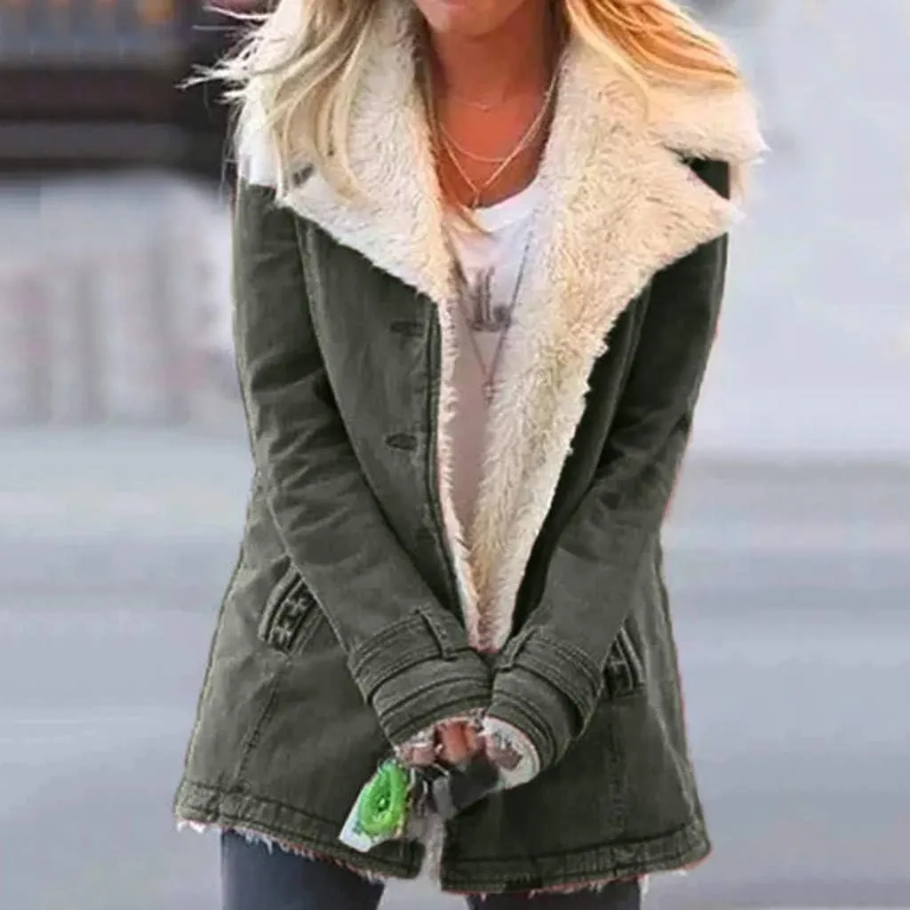 LCMTWX Fuzzy Fleece Jackets for Women Lapel Single Breasted Long Sleeve Plus Size Outwear Fuzzy Faux Shearling Zipper Plus