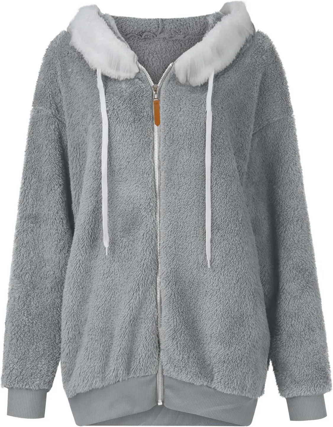 lcyhony Winter Coats for Women Sherpa Fleece Warm Comfy Zip Up Jackets Plus Size Faux Fur Hooded Outerwear with Pockets
