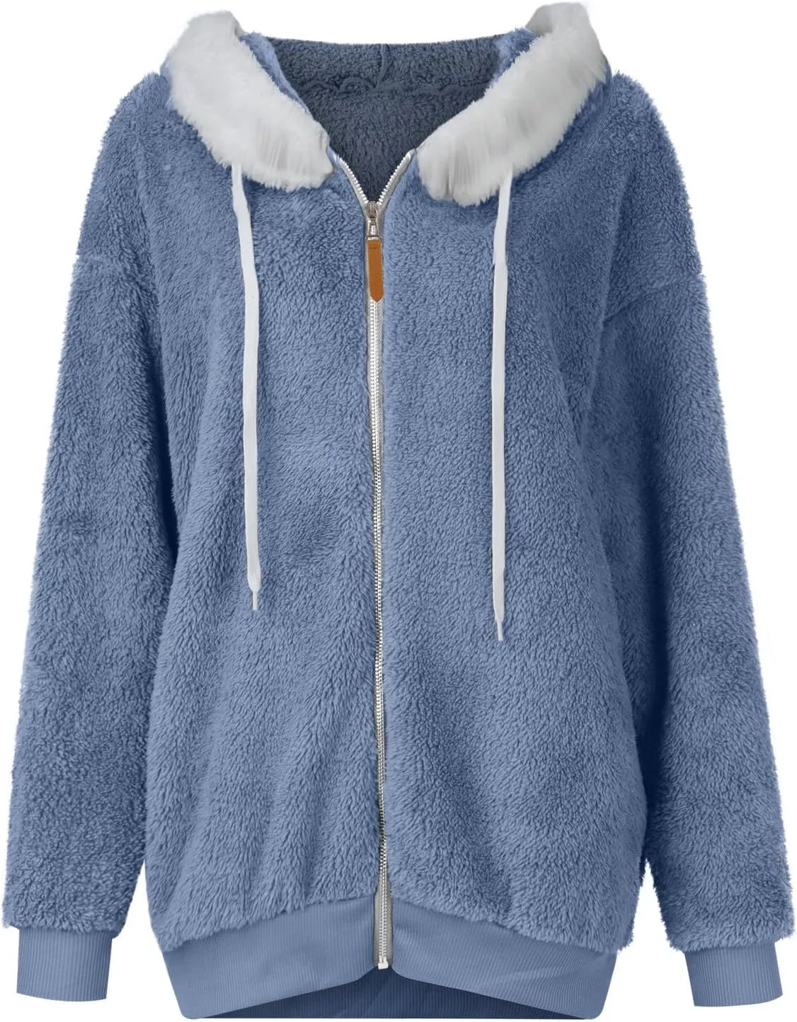 lcyhony Winter Coats for Women Sherpa Fleece Warm Comfy Zip Up Jackets Plus Size Faux Fur Hooded Outerwear with Pockets
