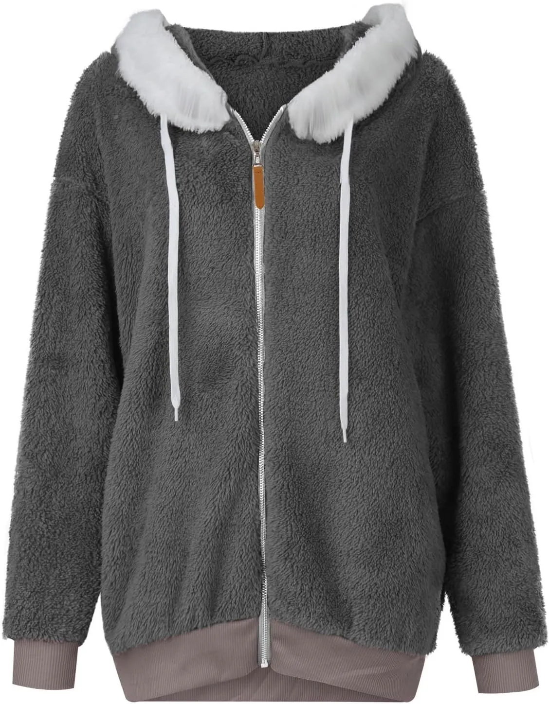 lcyhony Winter Coats for Women Sherpa Fleece Warm Comfy Zip Up Jackets Plus Size Faux Fur Hooded Outerwear with Pockets