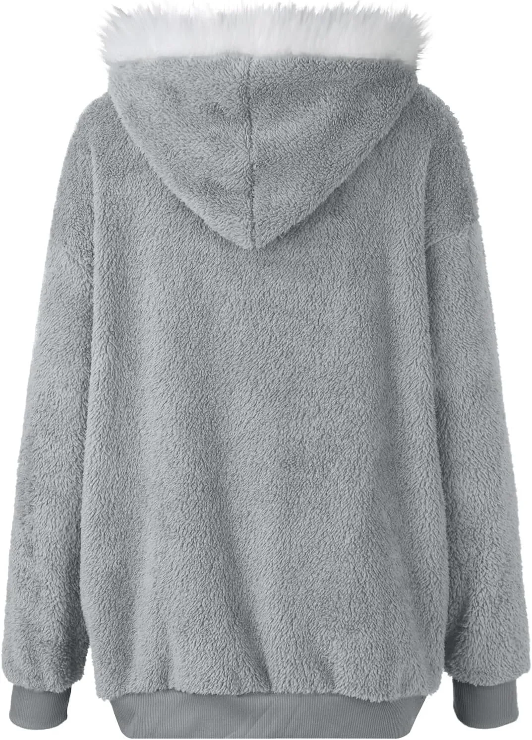 lcyhony Winter Coats for Women Sherpa Fleece Warm Comfy Zip Up Jackets Plus Size Faux Fur Hooded Outerwear with Pockets