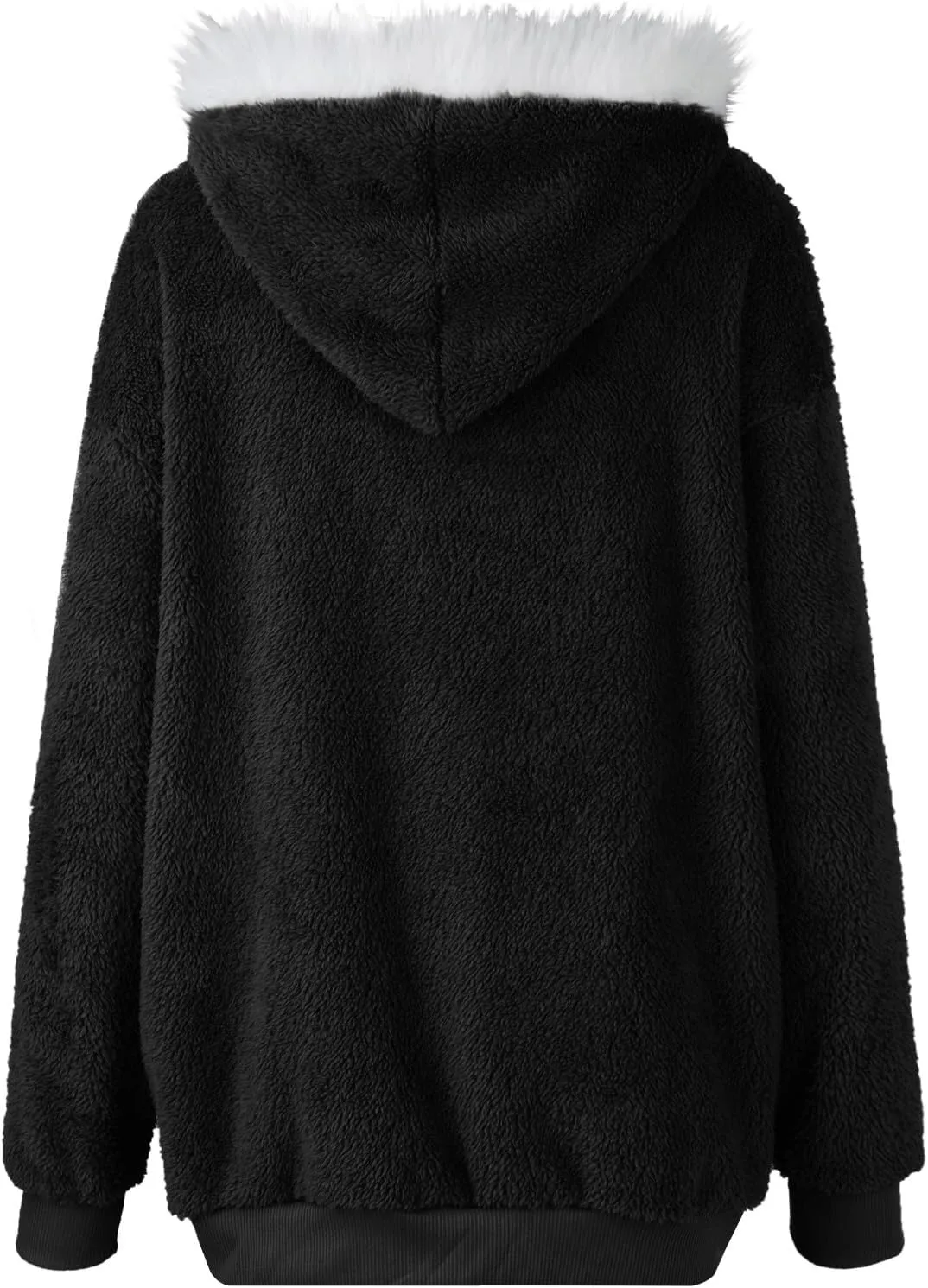 lcyhony Winter Coats for Women Sherpa Fleece Warm Comfy Zip Up Jackets Plus Size Faux Fur Hooded Outerwear with Pockets