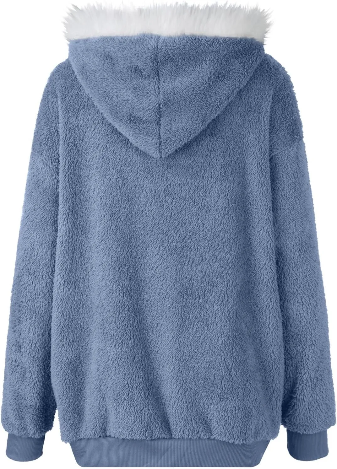 lcyhony Winter Coats for Women Sherpa Fleece Warm Comfy Zip Up Jackets Plus Size Faux Fur Hooded Outerwear with Pockets