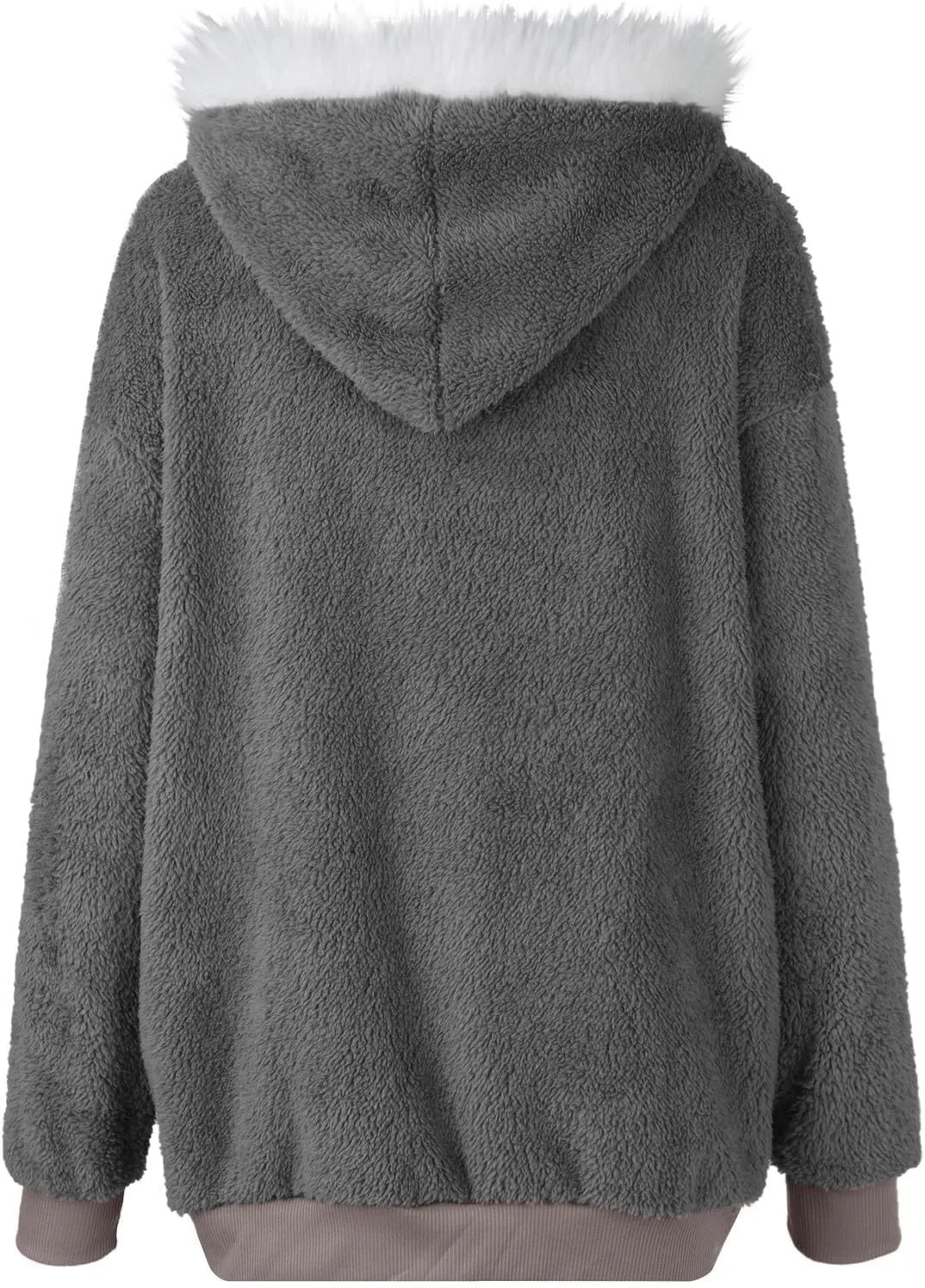lcyhony Winter Coats for Women Sherpa Fleece Warm Comfy Zip Up Jackets Plus Size Faux Fur Hooded Outerwear with Pockets