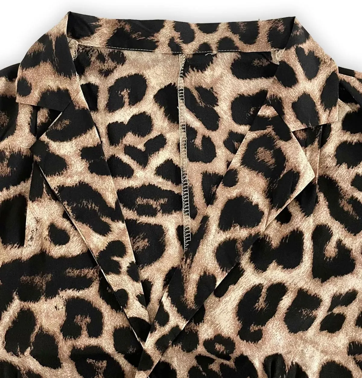 Leopard Fitted Blazers for Women Dressy Notched Lapel Suit Jacket Business Casual Outfits, Single-Button Outwear with Pockets