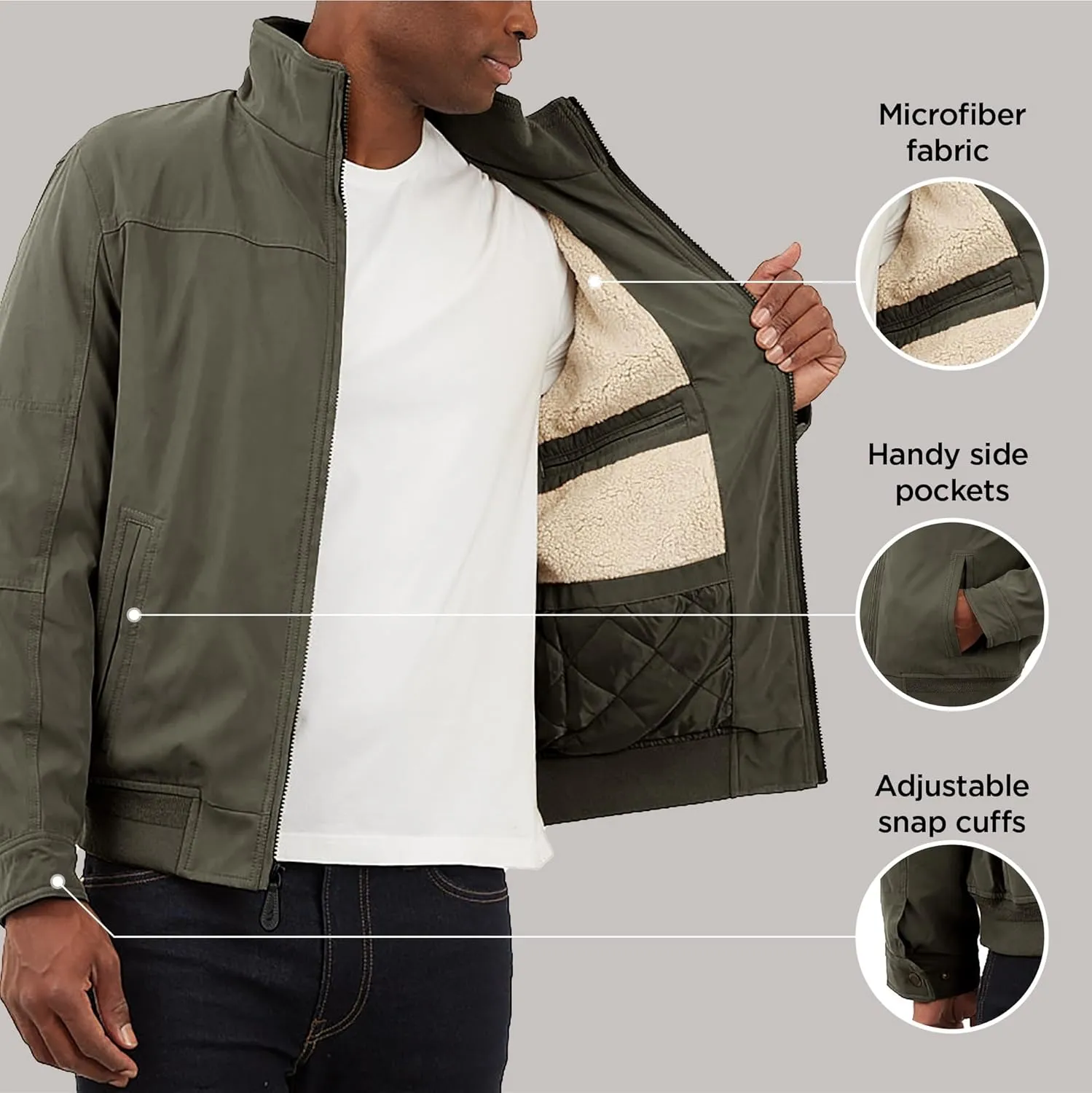 LONDON FOG Men's Microfiber Bomber Jacket