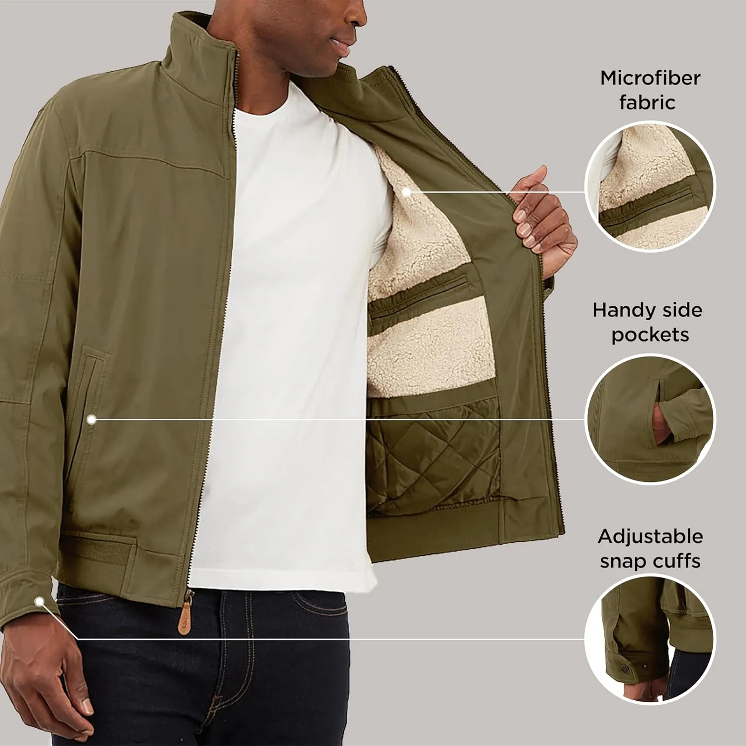 LONDON FOG Men's Microfiber Bomber Jacket
