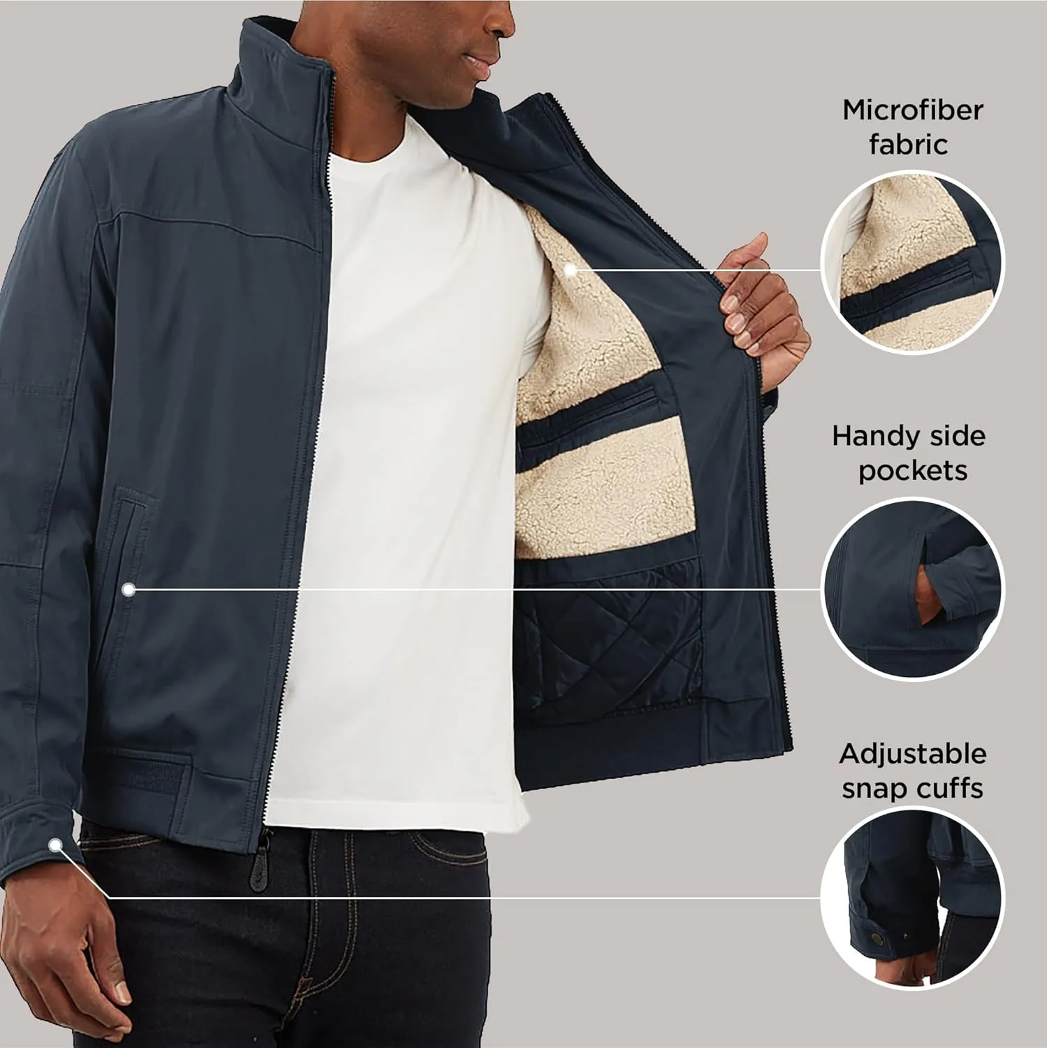 LONDON FOG Men's Microfiber Bomber Jacket