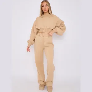 Long Sleeve Crop Top & Wide Leg Trouser Fleece Co-ord