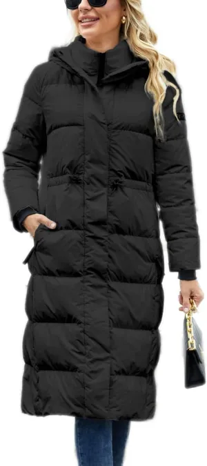 Long Winter Down Coats for Women with Hood Puffer Jacket Womens Lightweight Down Jacket with Pocket