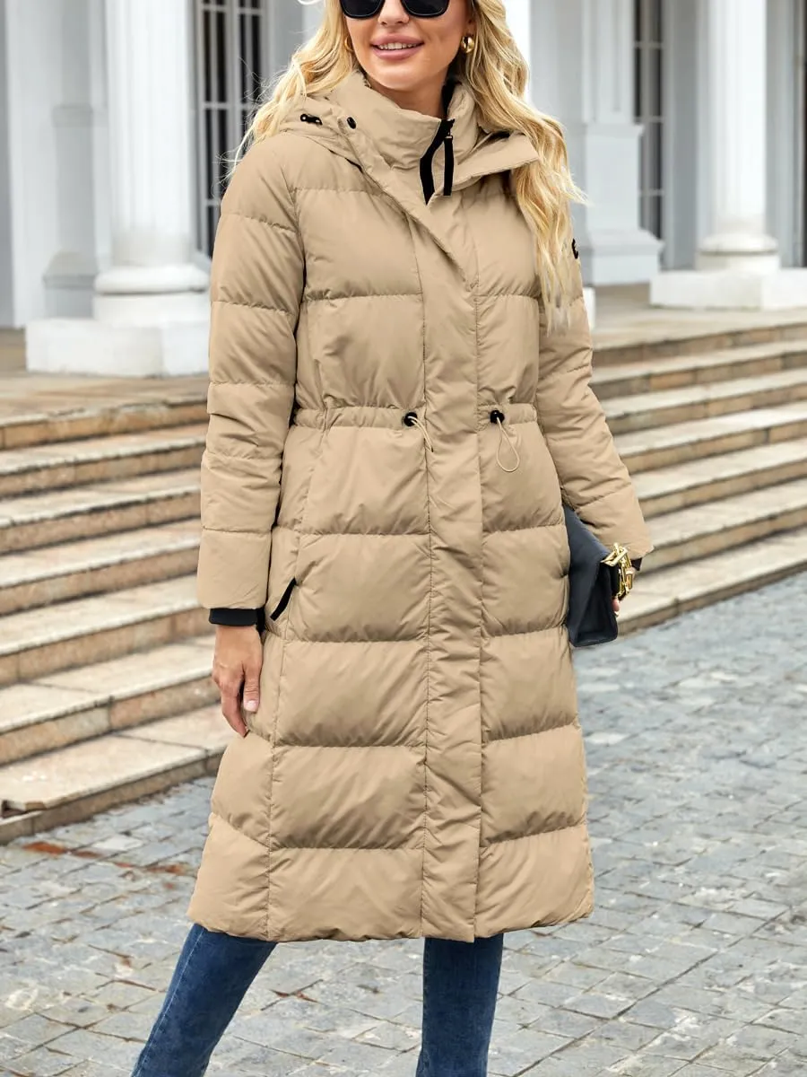 Long Winter Down Coats for Women with Hood Puffer Jacket Womens Lightweight Down Jacket with Pocket