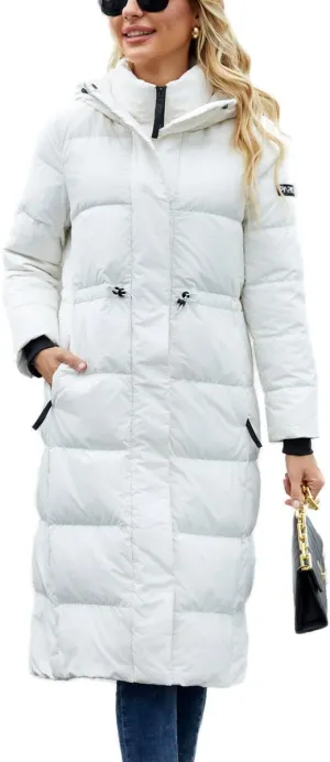 Long Winter Down Coats for Women with Hood Puffer Jacket Womens Lightweight Down Jacket with Pocket