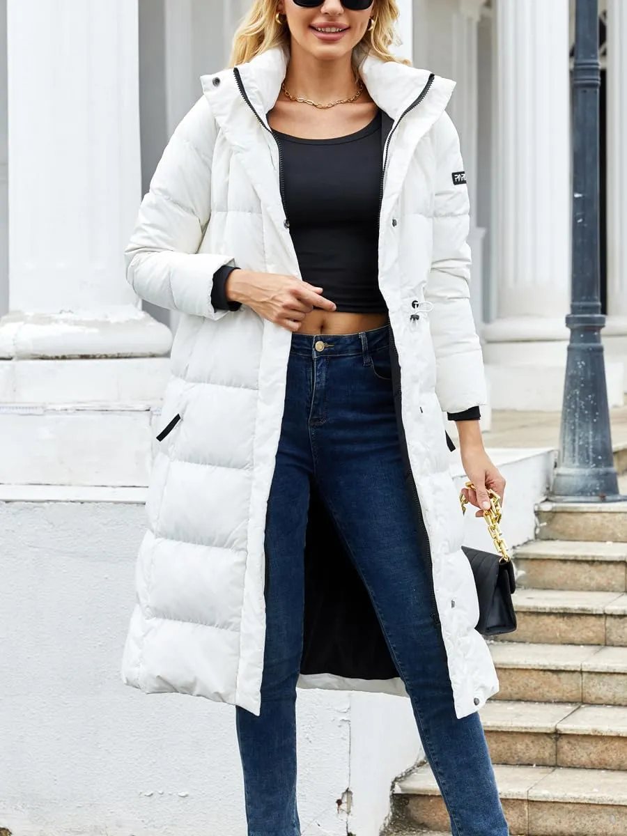 Long Winter Down Coats for Women with Hood Puffer Jacket Womens Lightweight Down Jacket with Pocket