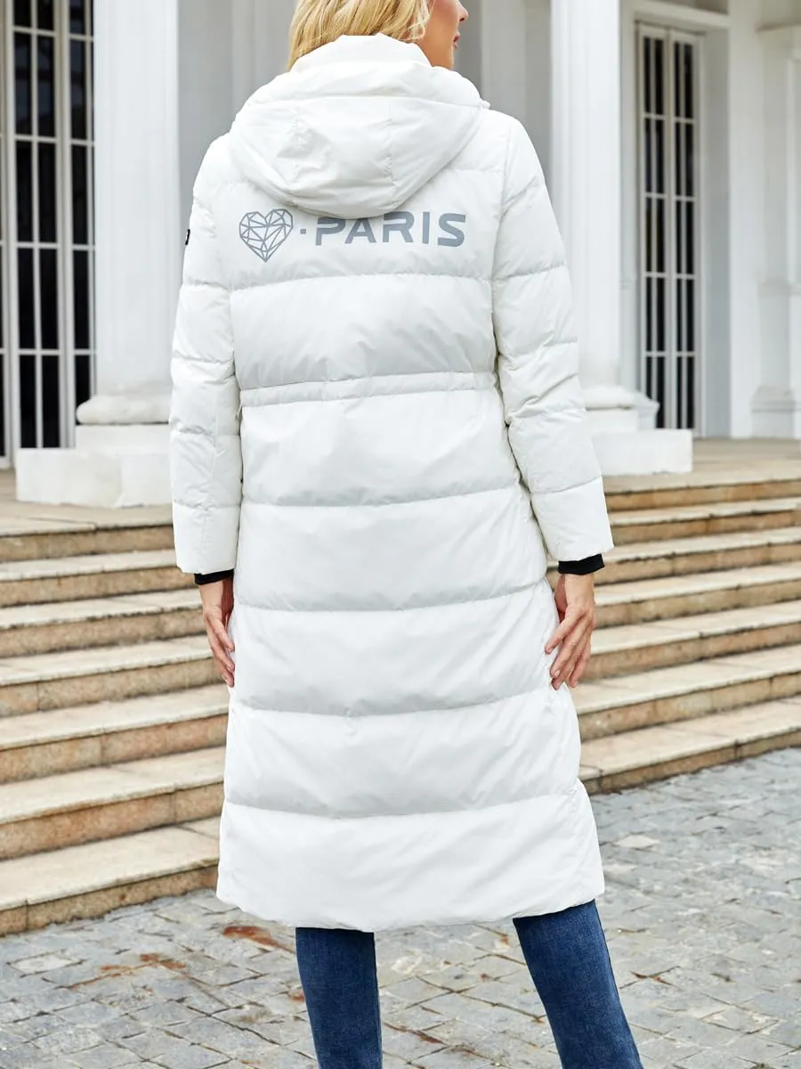 Long Winter Down Coats for Women with Hood Puffer Jacket Womens Lightweight Down Jacket with Pocket