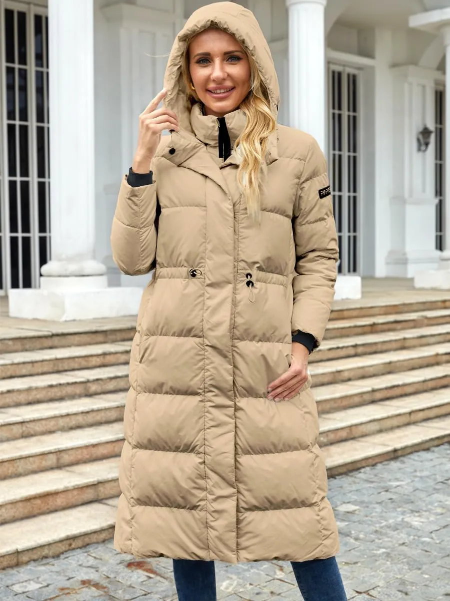 Long Winter Down Coats for Women with Hood Puffer Jacket Womens Lightweight Down Jacket with Pocket