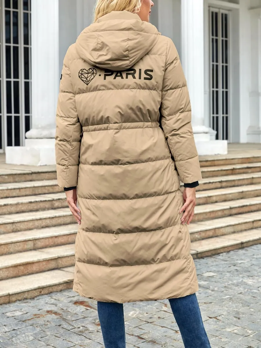 Long Winter Down Coats for Women with Hood Puffer Jacket Womens Lightweight Down Jacket with Pocket