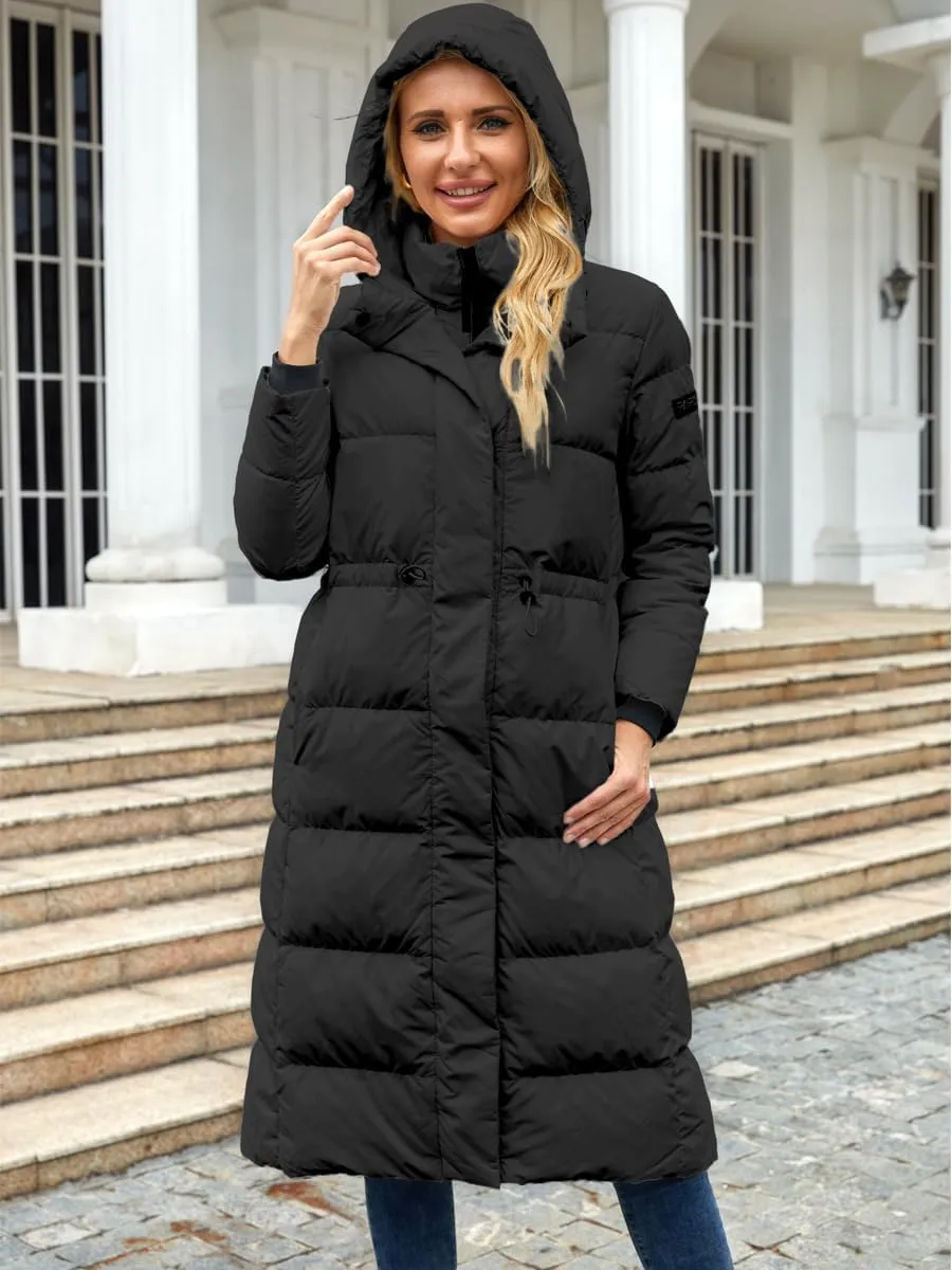 Long Winter Down Coats for Women with Hood Puffer Jacket Womens Lightweight Down Jacket with Pocket