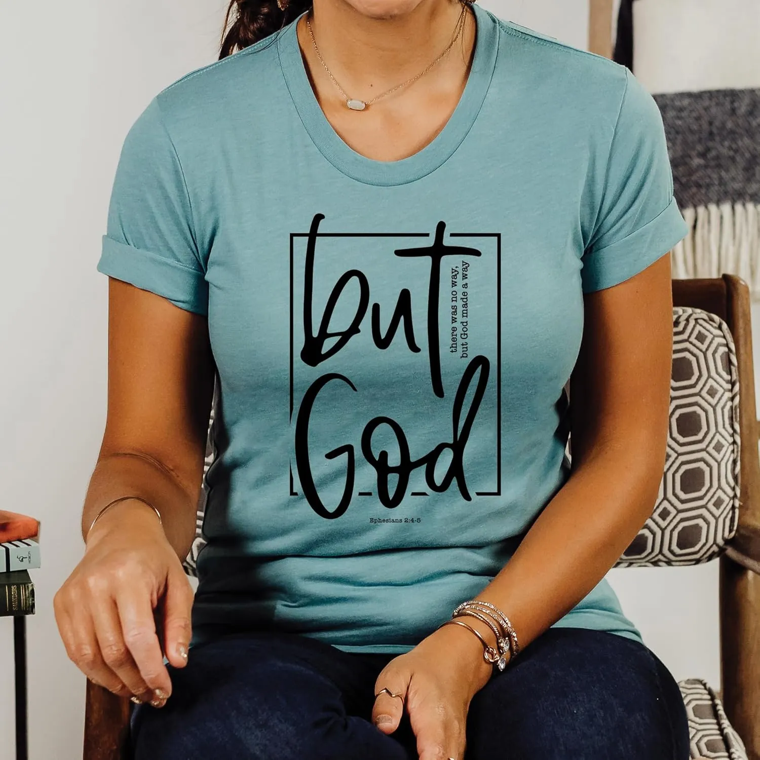 Love in Faith | But God Short Sleeve | Christian T-Shirts for Women | Faith-Based Apparel | Christian Gifts