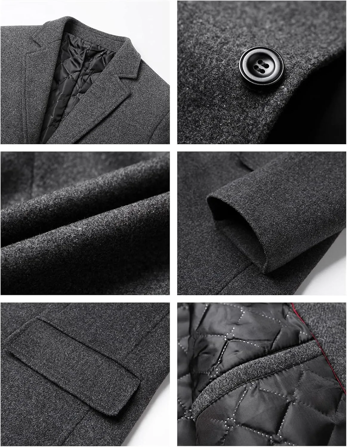 Maiyifu-GJ Men Full Length Trench Coats Slim Fit Single Breasted Long Top Pea Coat Premium Winter Wool Blend Overcoat Jacket