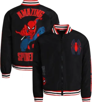 Marvel Boys' Bomber Jacket - Spider-Man and Avengers Full Zip Bomber Jacket for Boys with Quilted Interior Lining (4-16)