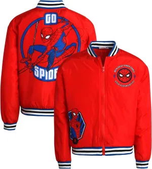 Marvel Boys' Bomber Jacket - Spider-Man and Avengers Full Zip Bomber Jacket for Boys with Quilted Interior Lining (4-16)