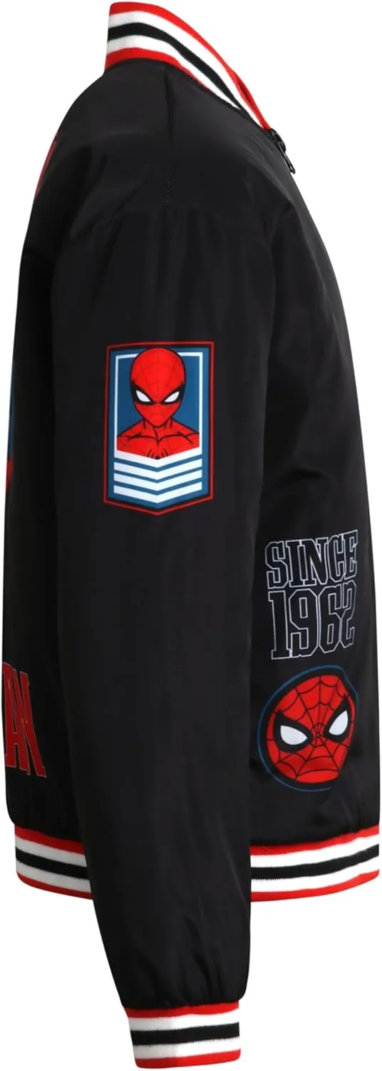 Marvel Boys' Bomber Jacket - Spider-Man and Avengers Full Zip Bomber Jacket for Boys with Quilted Interior Lining (4-16)