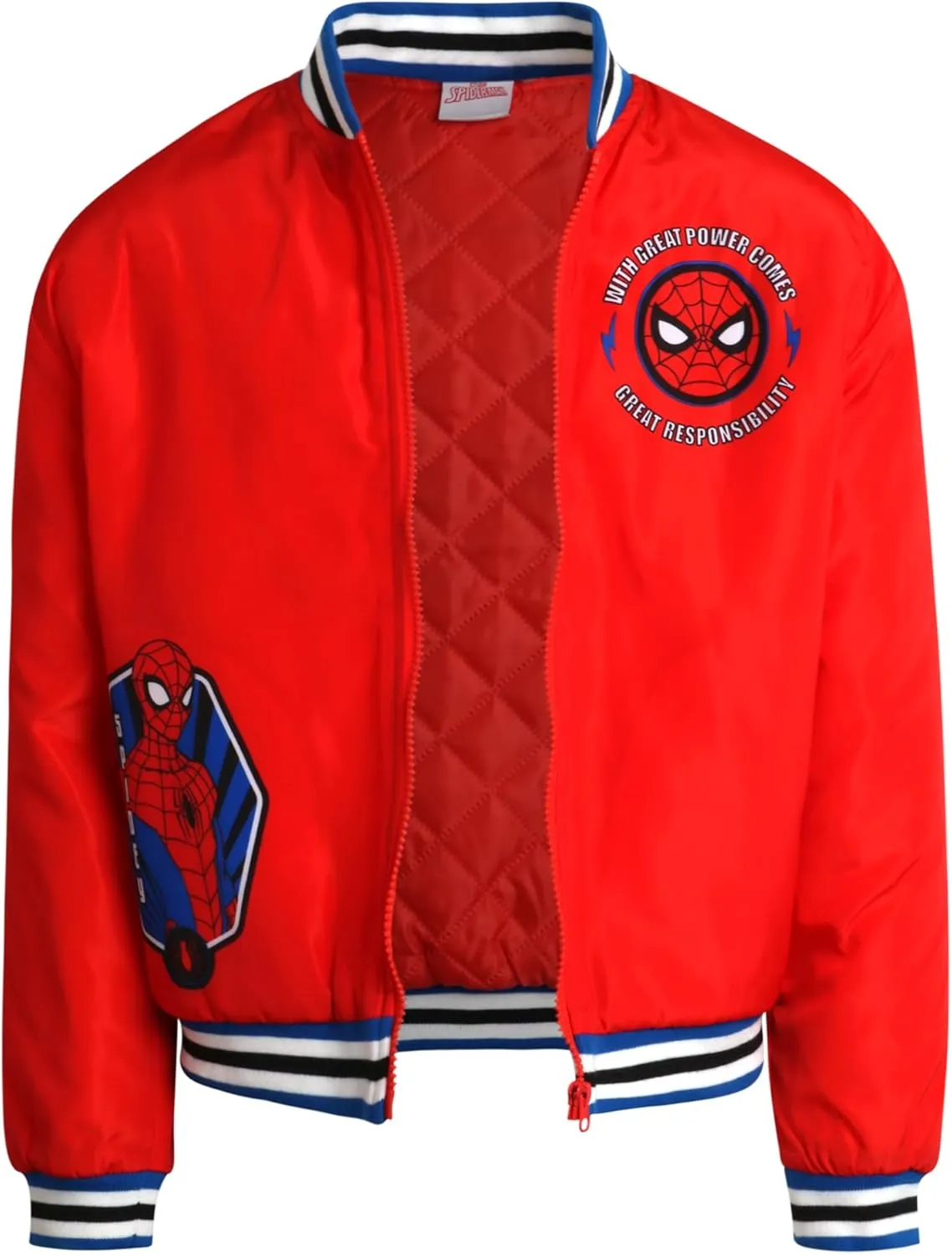 Marvel Boys' Bomber Jacket - Spider-Man and Avengers Full Zip Bomber Jacket for Boys with Quilted Interior Lining (4-16)