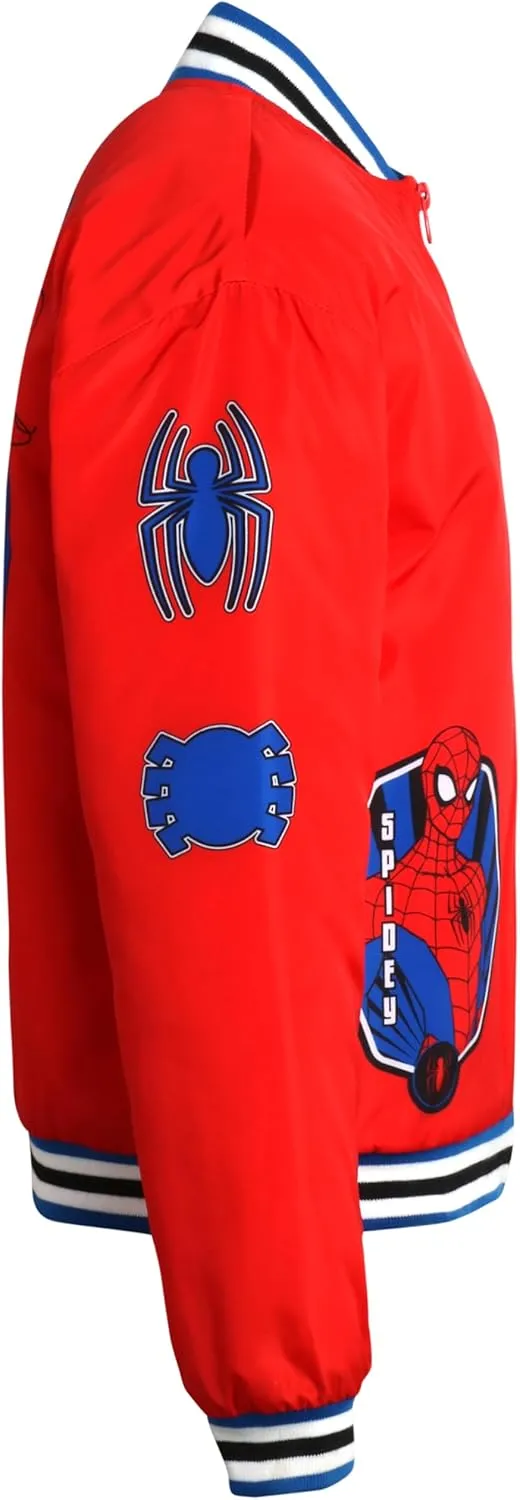 Marvel Boys' Bomber Jacket - Spider-Man and Avengers Full Zip Bomber Jacket for Boys with Quilted Interior Lining (4-16)