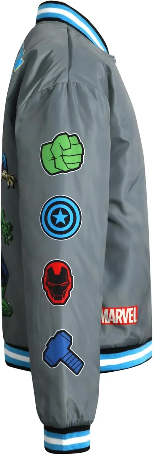 Marvel Boys' Bomber Jacket - Spider-Man and Avengers Full Zip Bomber Jacket for Boys with Quilted Interior Lining (4-16)