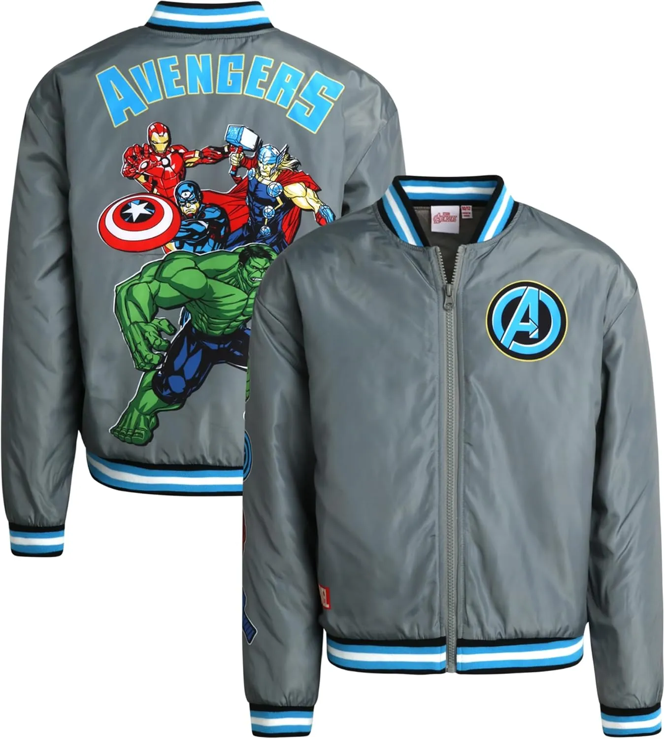 Marvel Boys' Bomber Jacket - Spider-Man and Avengers Full Zip Bomber Jacket for Boys with Quilted Interior Lining (4-16)