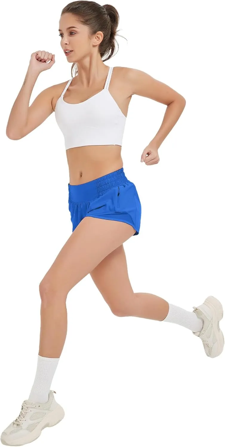 MCEDAR Women's Athletic Shorts for Gym Workout Shorts 2.5" Quick-Dry Lightweight Running Short with High Waisted Zip Pockets