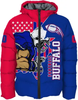 Men Football Custom Puffer Coat Add Any Name Number Lightweight Water-Resistant Winter Windproof Zipper Down Jacket S-5XL