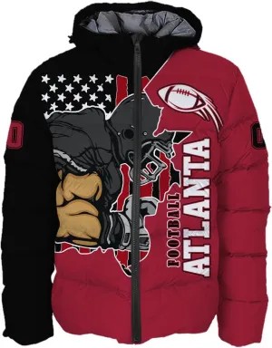 Men Football Custom Puffer Coat Add Any Name Number Lightweight Water-Resistant Winter Windproof Zipper Down Jacket S-5XL