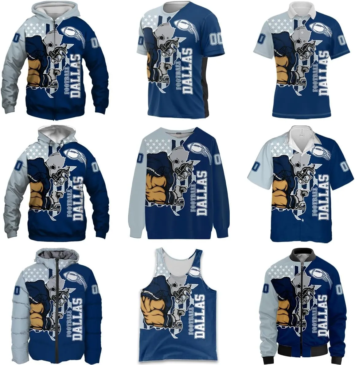 Men Football Custom Puffer Coat Add Any Name Number Lightweight Water-Resistant Winter Windproof Zipper Down Jacket S-5XL